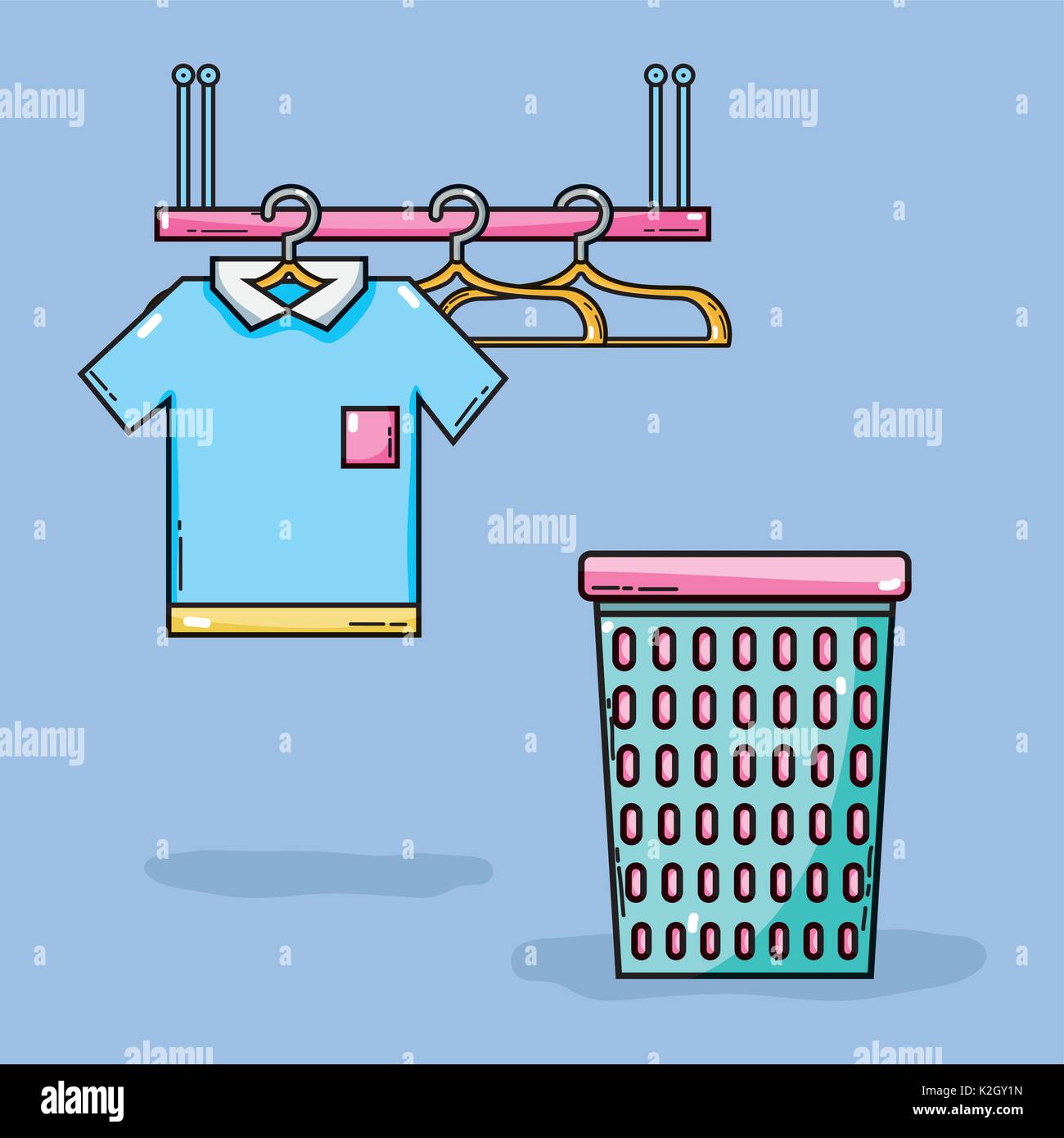 laundry equipment to clean the clothes and housework Stock Vector Image