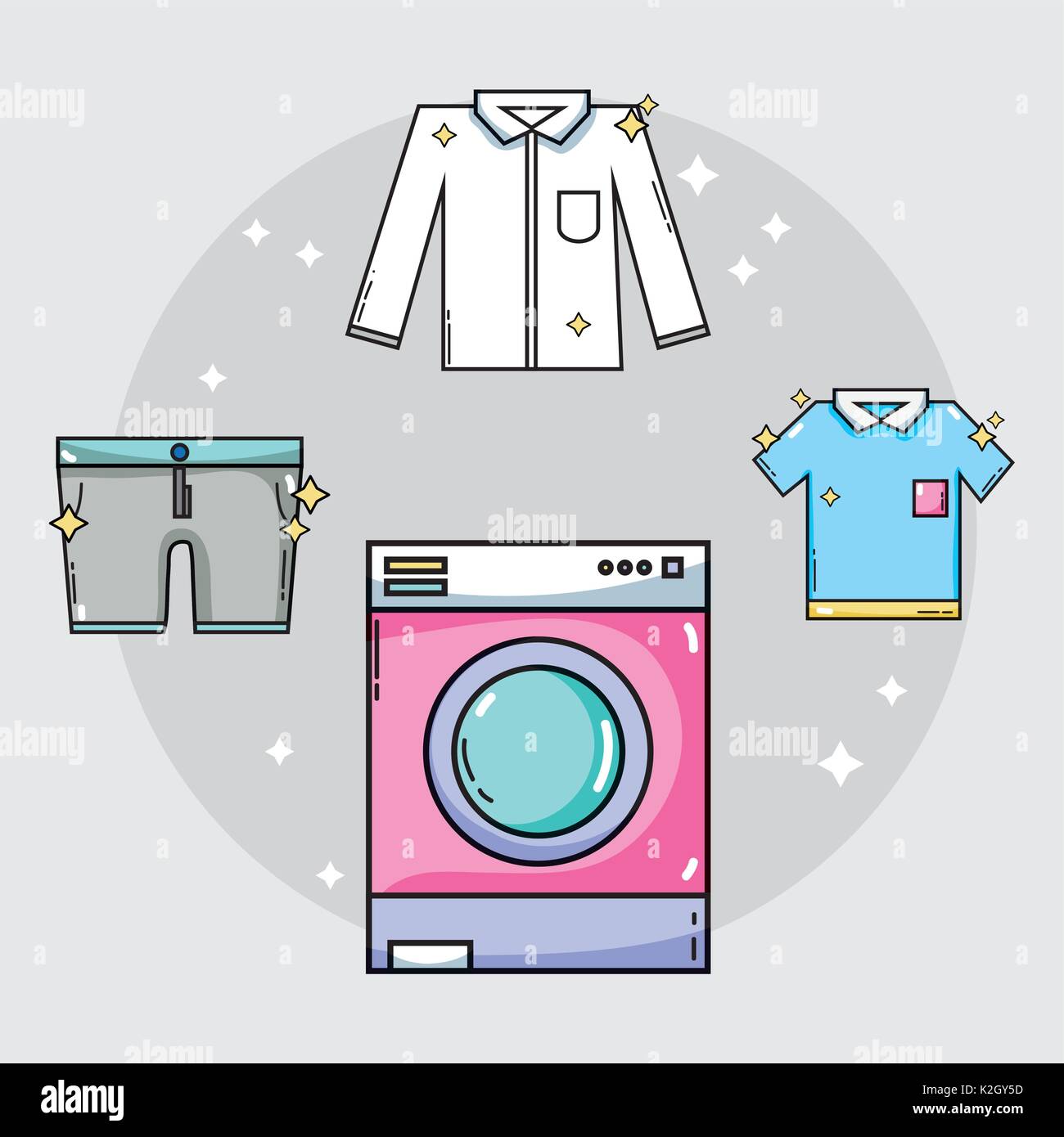 laundry equipment to clean the clothes and housework Stock Vector Image