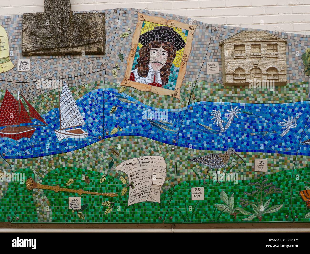 Detail From Seafaring Mosaic At Entrance To Yarmouth Castle Isle Of