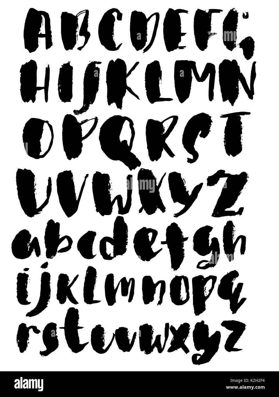 Hand drawn dry brush font. Modern brush lettering. Grunge style ...