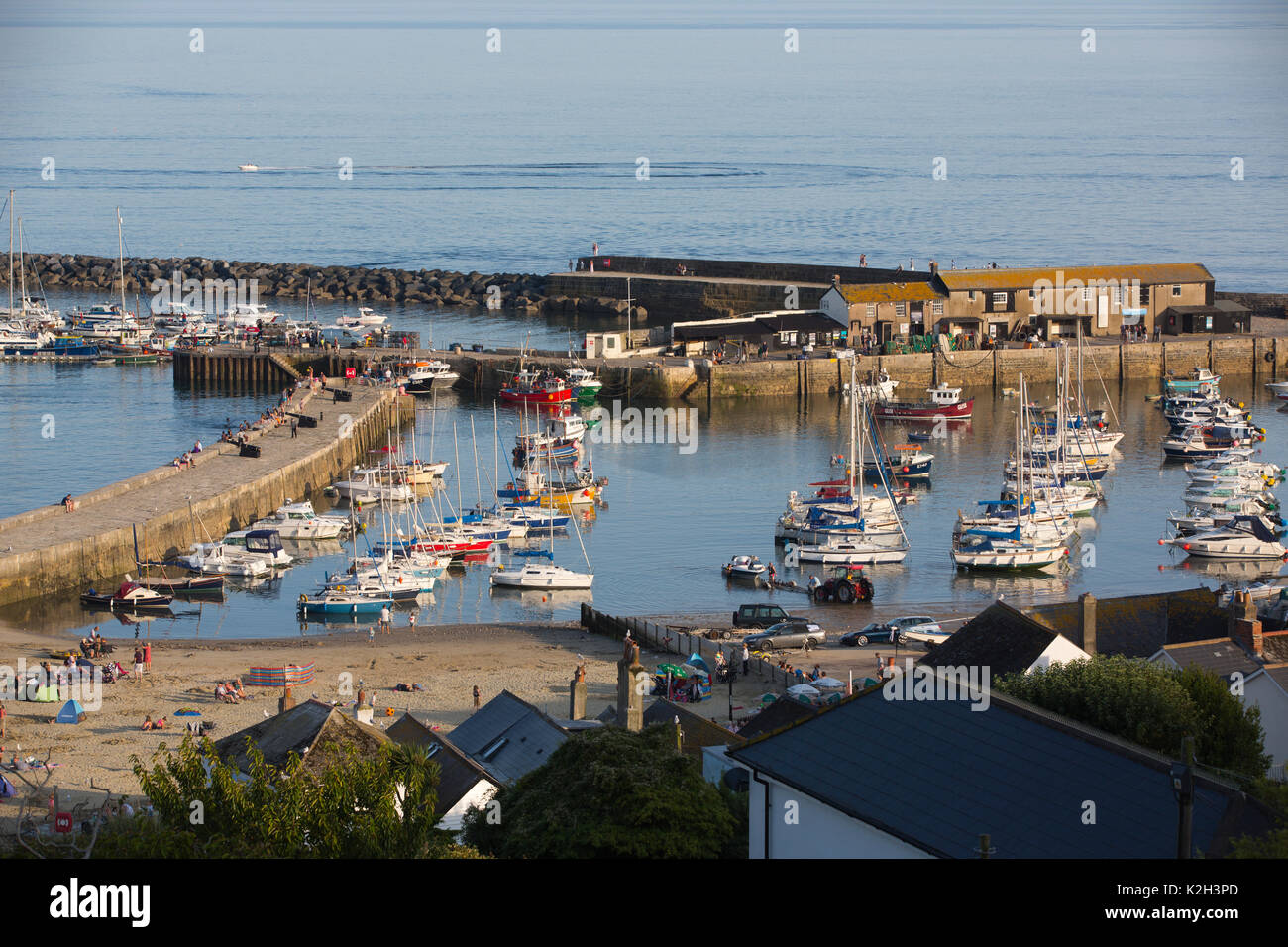 Lyme Regis, ancient town featured in the Domesday Book, with historical Cobb and harbour landmarks at the Dorset-Devon border, South West England, UK Stock Photo