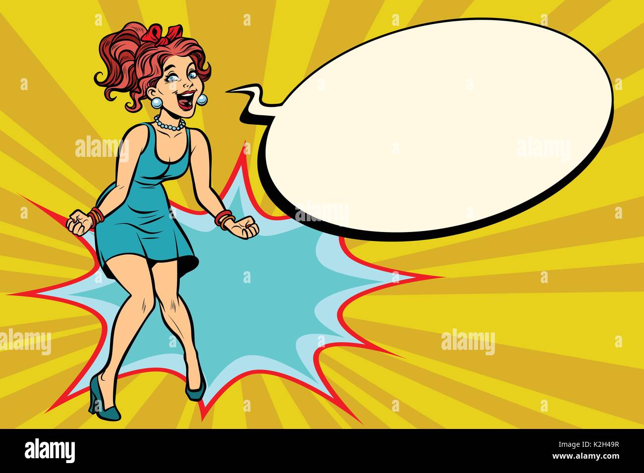 Pop Art Retro Woman Shouts With Joy Positive Emotions Comic Book Cartoon Retro Color Illustration Drawing Stock Vector Image Art Alamy