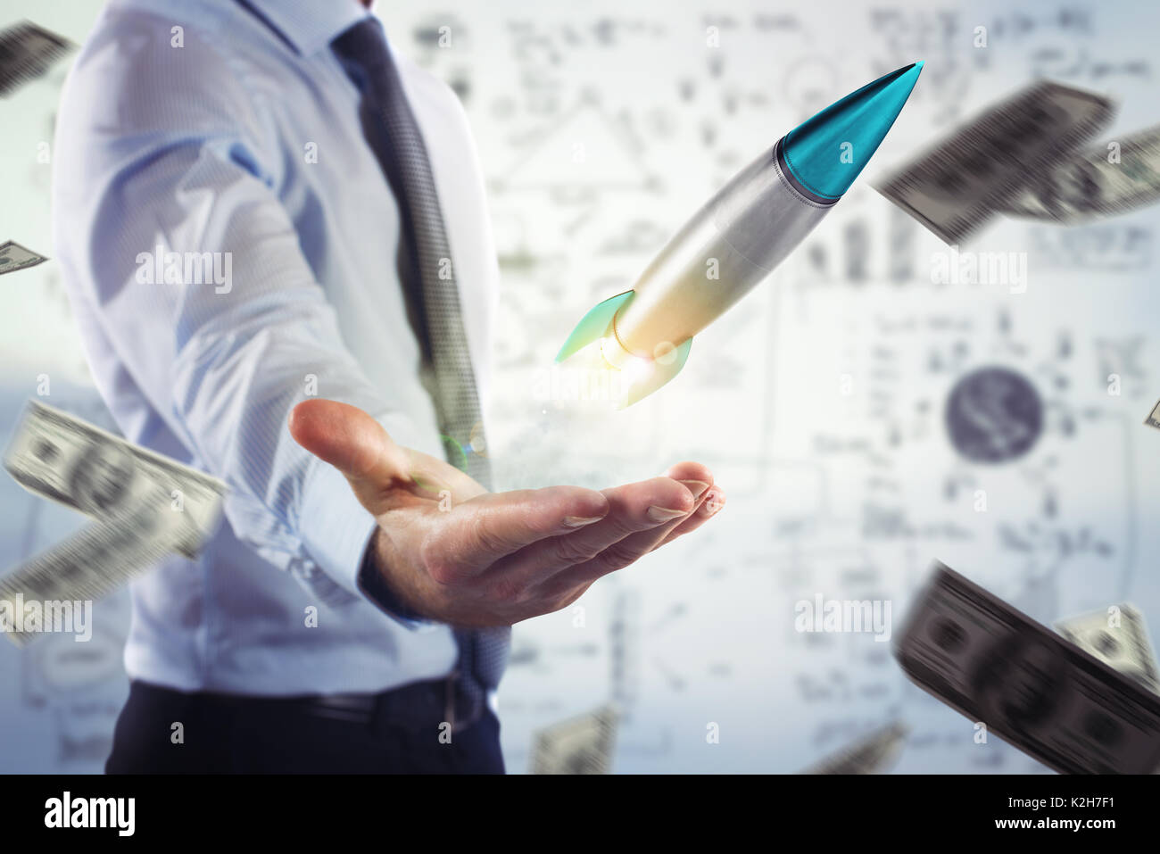 Businessman launches his startup company Stock Photo - Alamy
