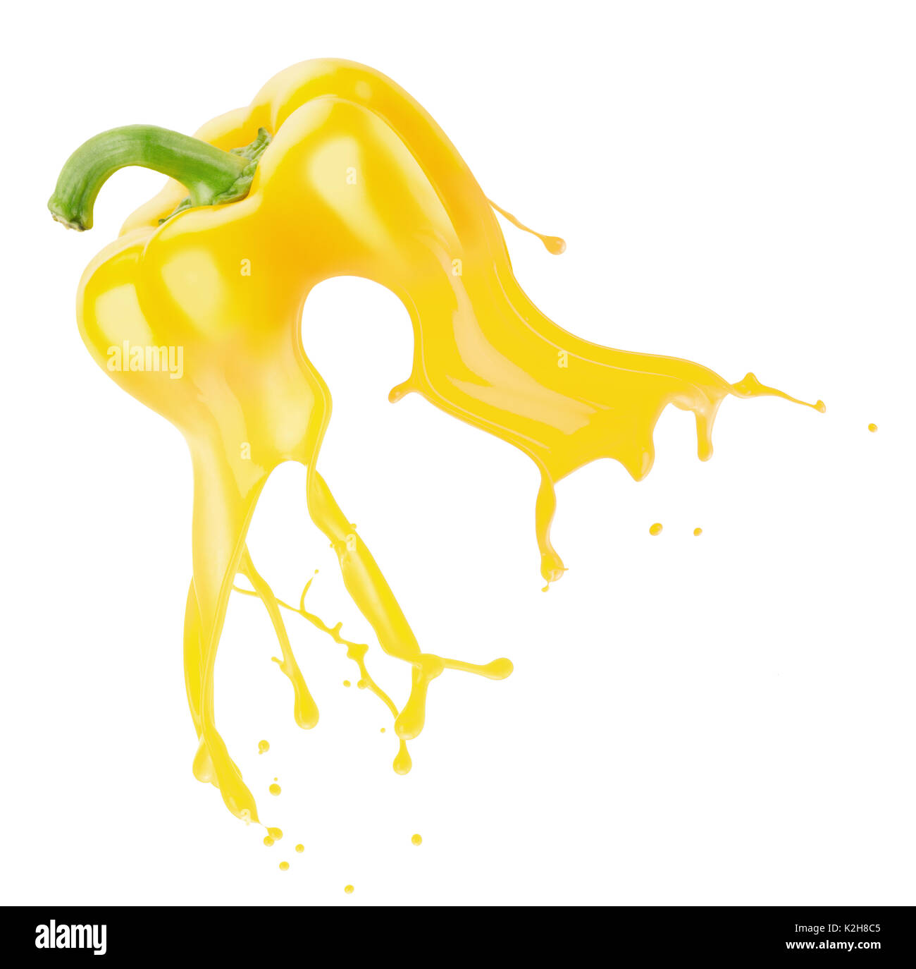 Download Yellow Pepper With Juice Splash Isolated On A White Background Stock Photo Alamy PSD Mockup Templates