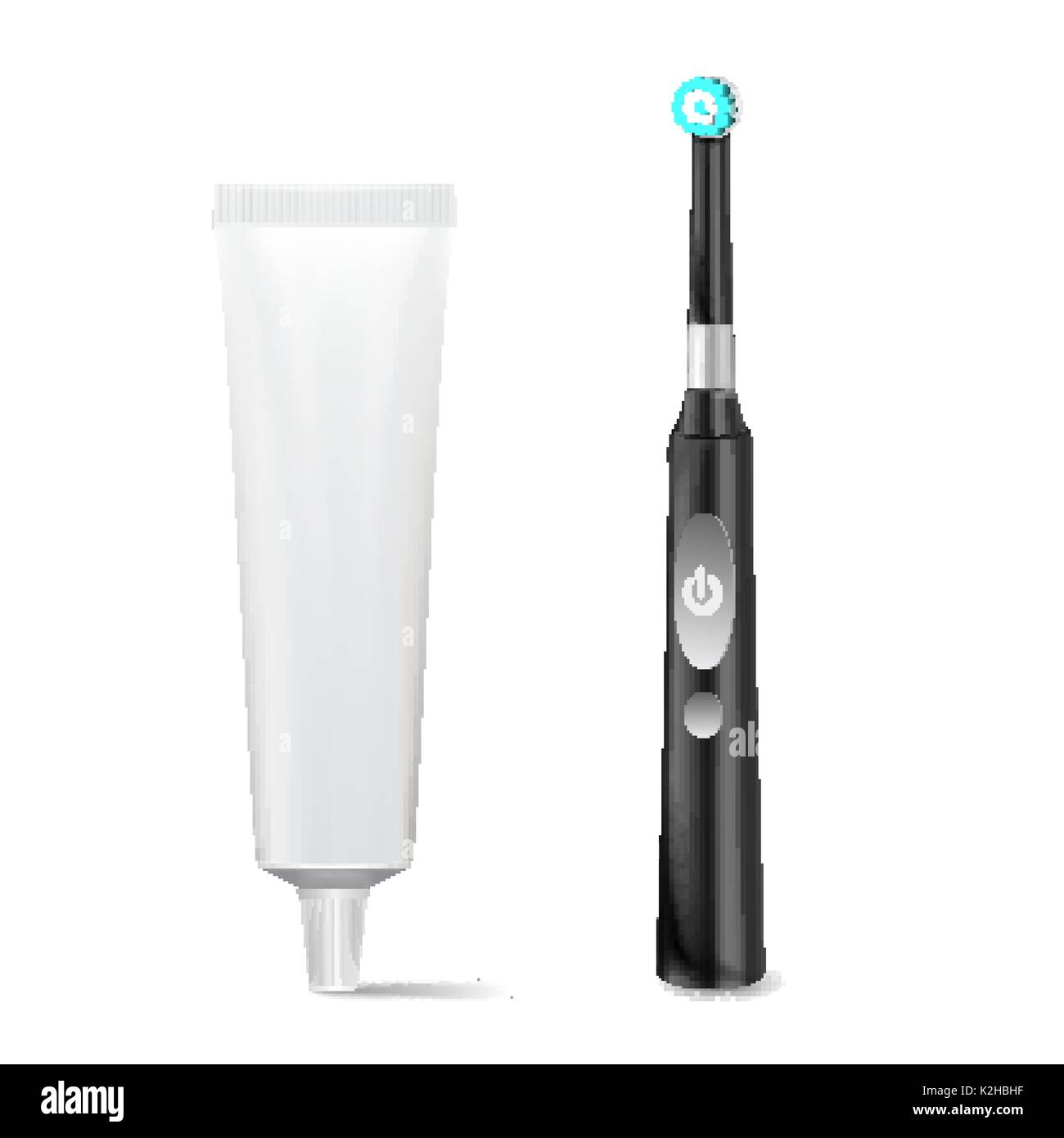 Electric Toothbrush, Toothpaste Tube Vector. Realistic Classic Tooth ...