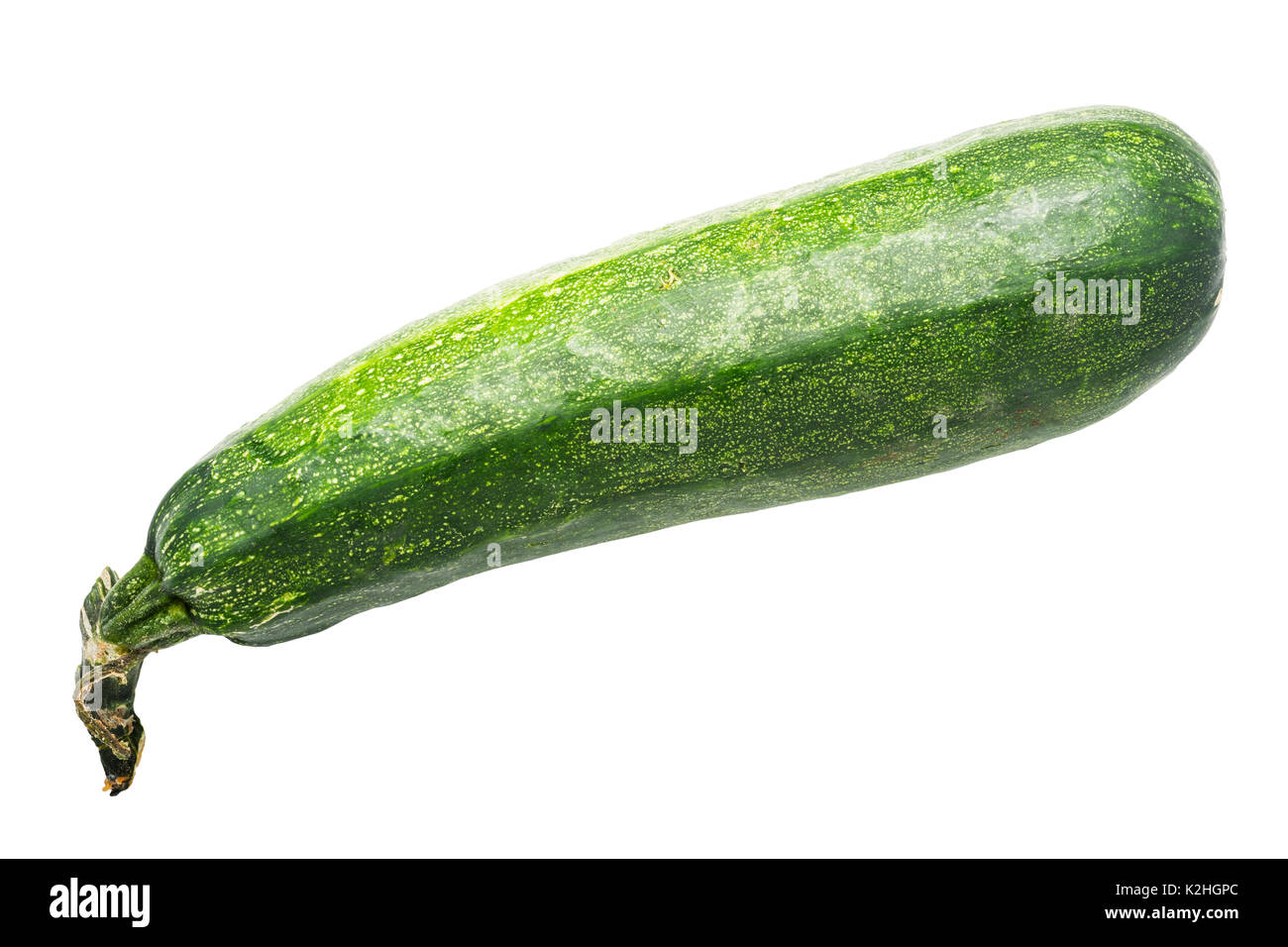 A homegrown organic courgette on a white background Stock Photo
