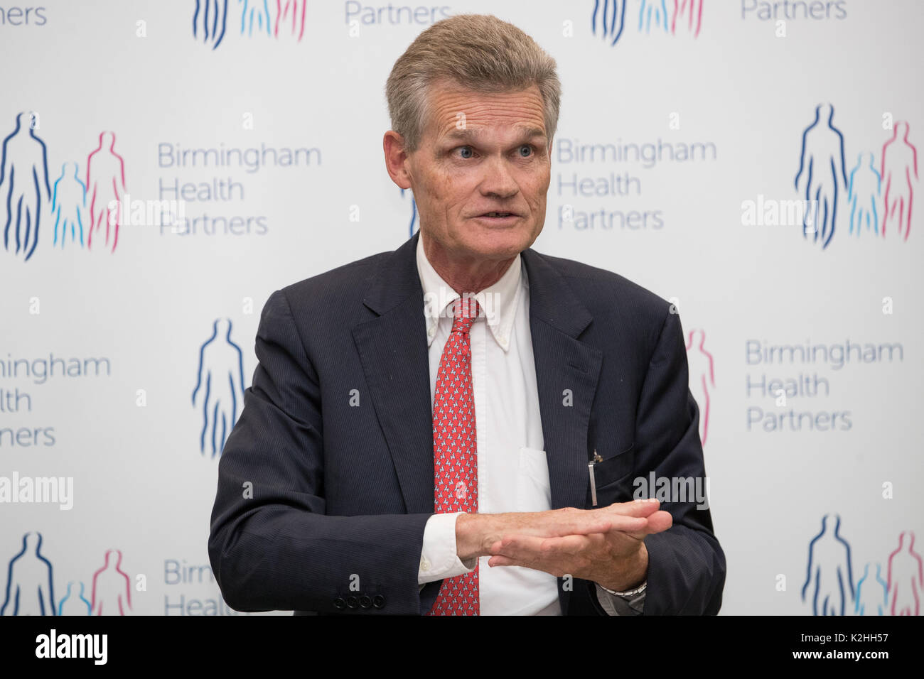 Reguis Professor of Medicine at the University of Oxford John Bell speaks at the launch of the life sciences industrial strategy at the University of Birmingham's Institute of Translational Medicine, in Birmingham. Stock Photo