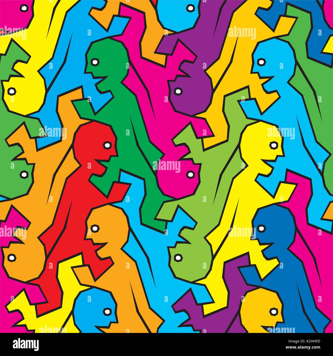 Dancing Party People Seamless Tessellation Background Stock Vector