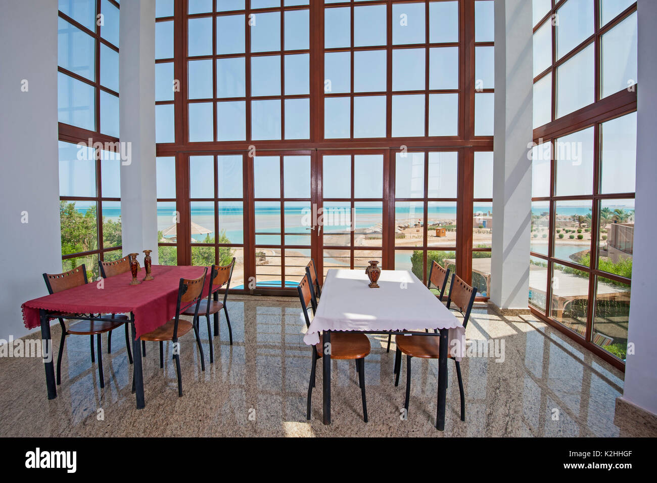 Dining area in luxury villa show home showing interior design decor ...