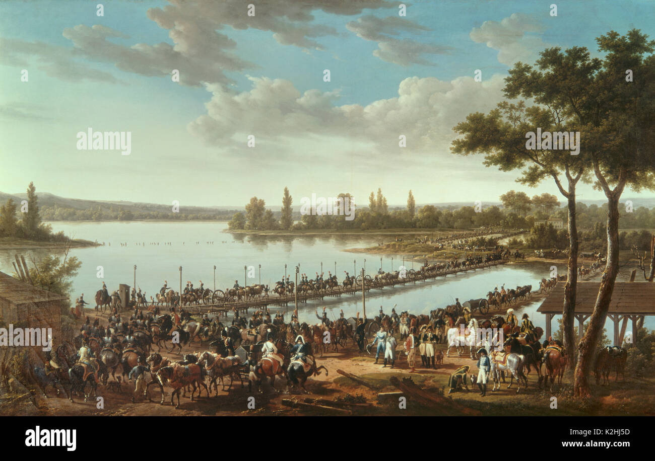 The Passage of the Danube by the emperor Napoleon bonaparte before the Battle of Wagram - Swebach - 1810 Stock Photo