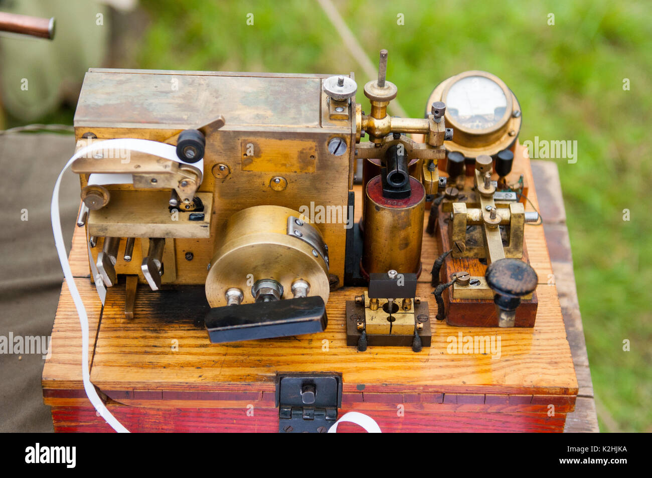 The old telegraph. The ancient technological devices for military and civilian purpose. Stock Photo
