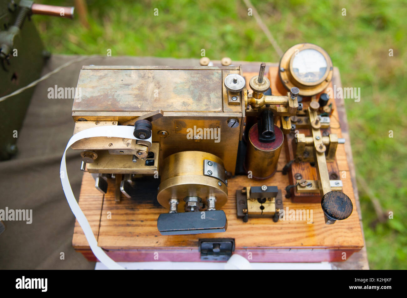 The old telegraph. The ancient technological devices for military and civilian purpose. Stock Photo