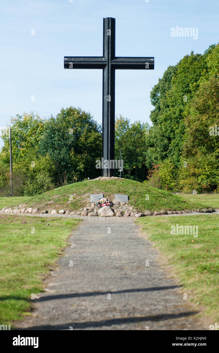 The cross at the memorial cemetery died during World War II. Stock Photo