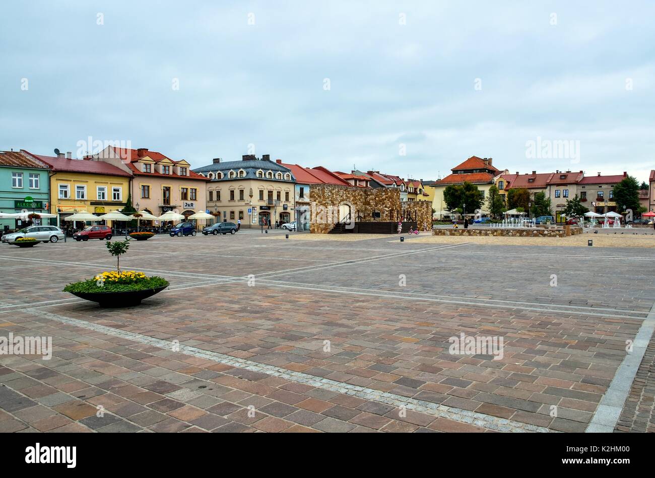 OLKUSZ, POLAND - AUGUST 13, 2017: Beautiful market in Olkusz Town, Poland. Stock Photo