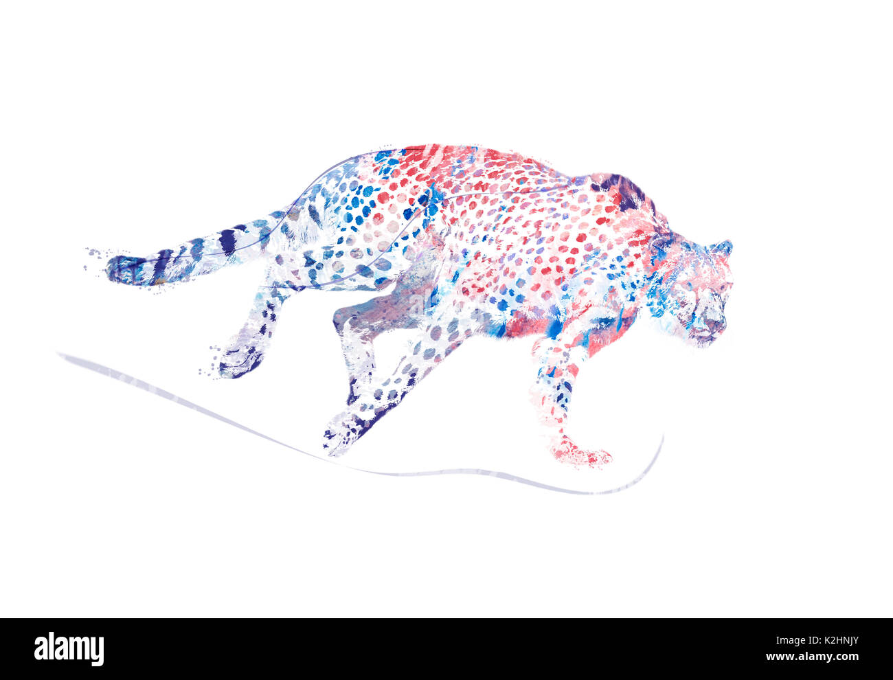 Digital Painting of  running cheetah Stock Photo