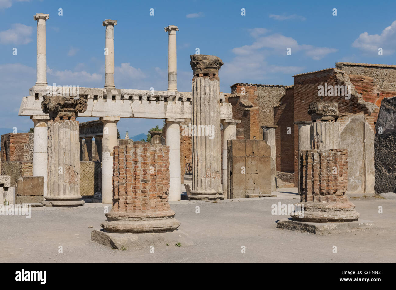 Remains of the Basilica at the Roman ruins of Pompeii, Italy Stock Photo