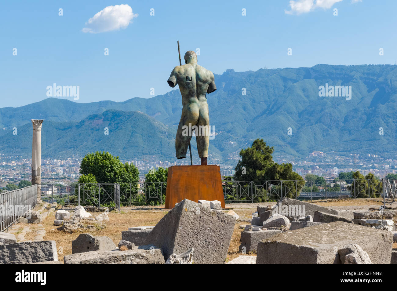 Igor Mitoraj bronze sculpture at the Roman ruins of Pompeii, Italy Stock Photo