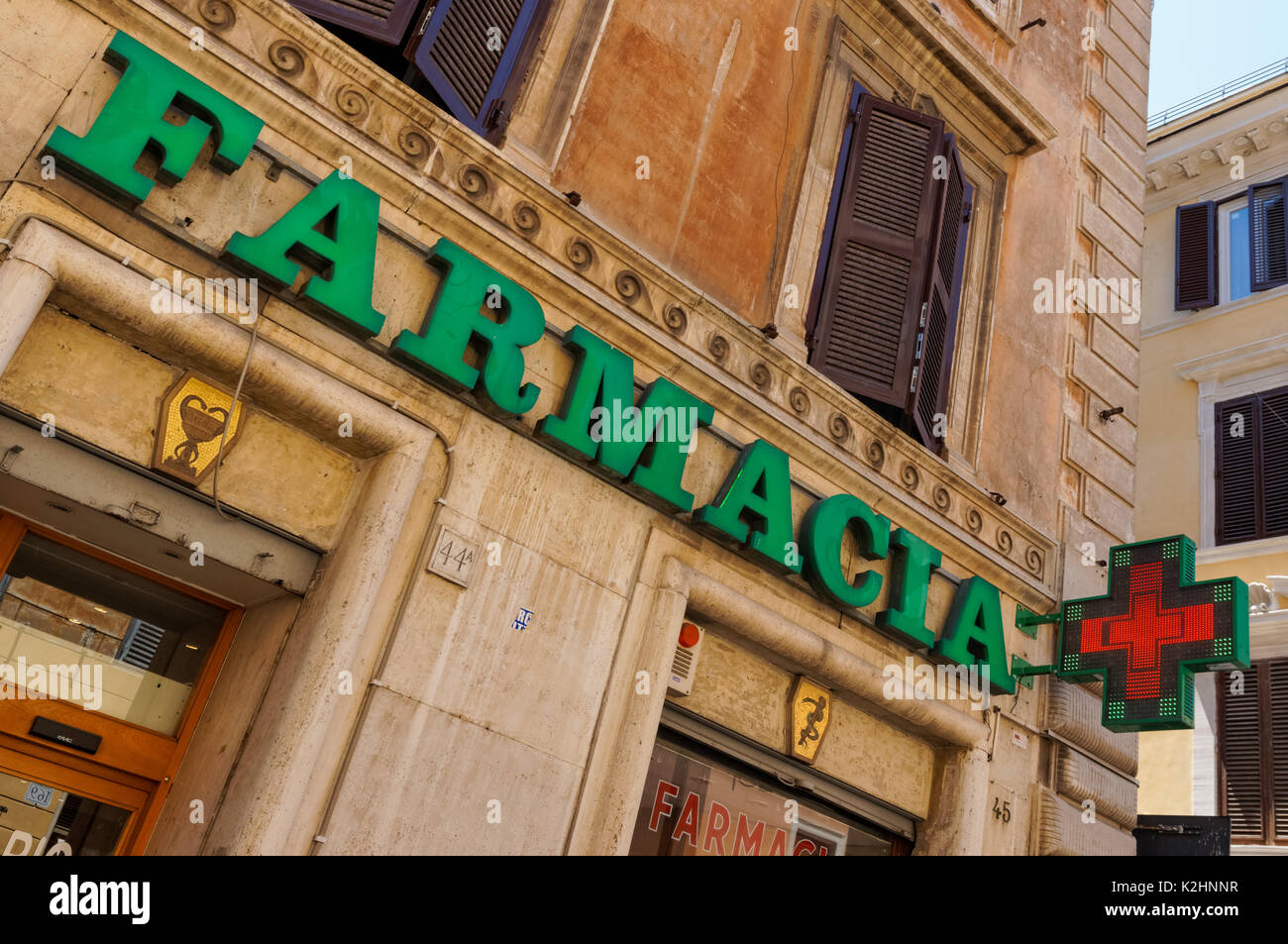 Traditional chemist's shop in Rome, Italy Stock Photo
