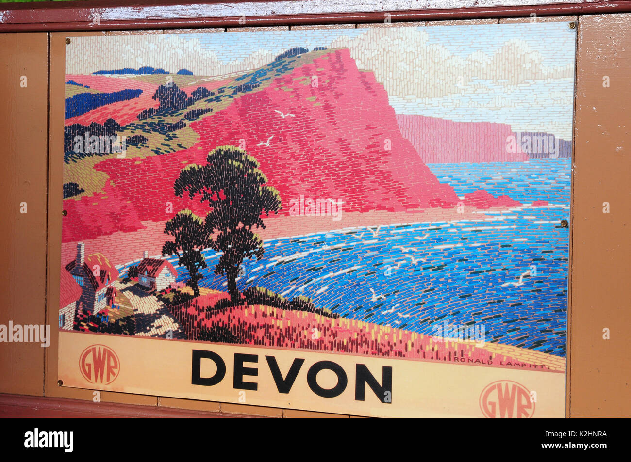 Embroidery style poster on Severn Valley Railway, Shropshire. England Stock Photo