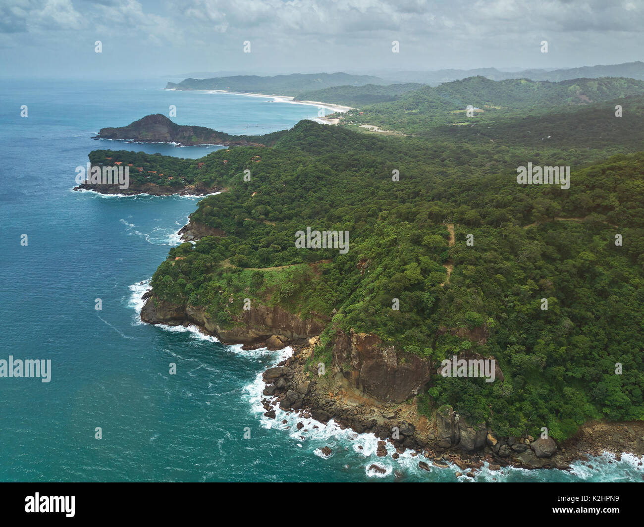 NIcaragua beach resort aerial drone view. Central america travel destination Stock Photo