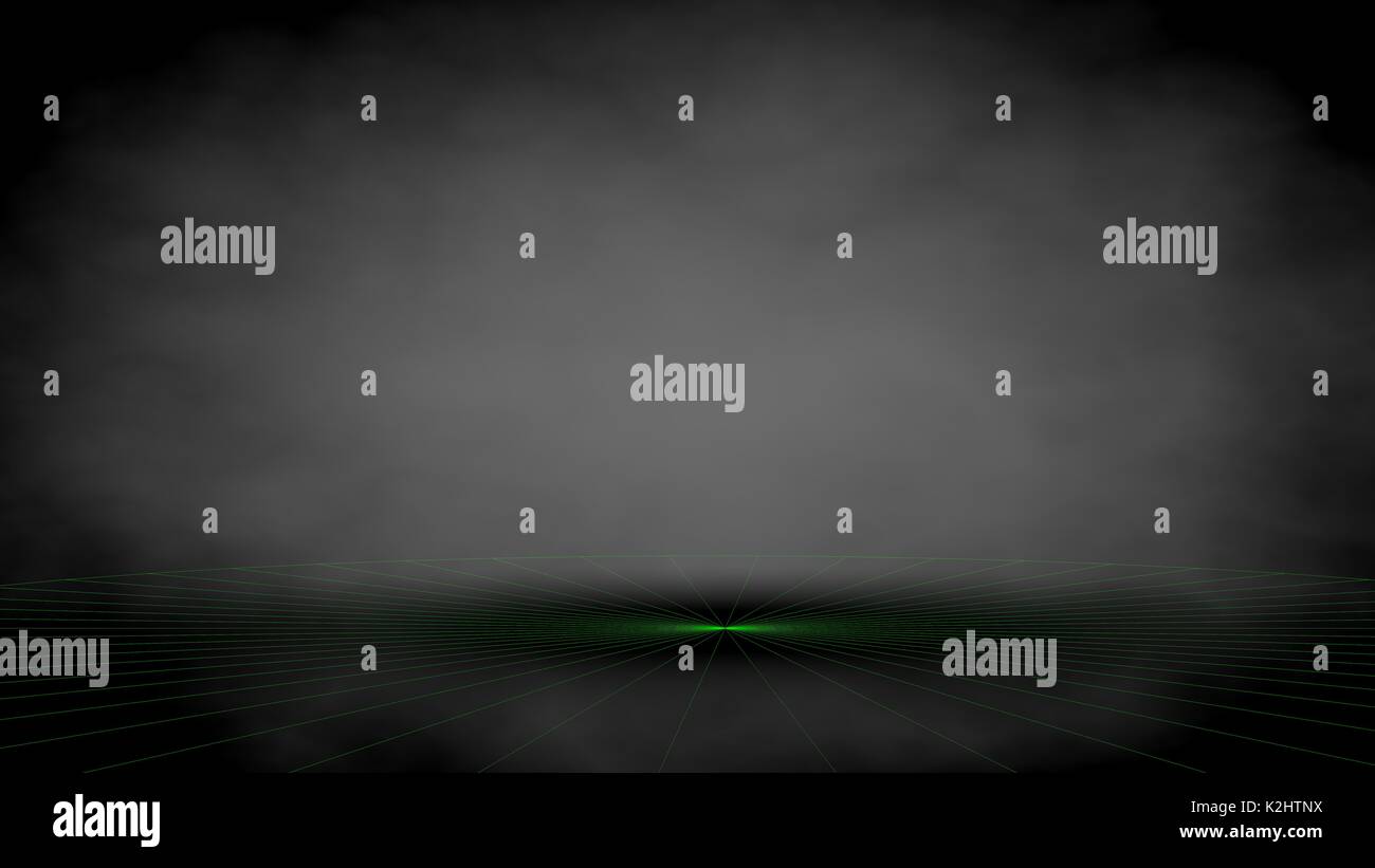 3d rendering of a dark black background studio with light in the middle ...