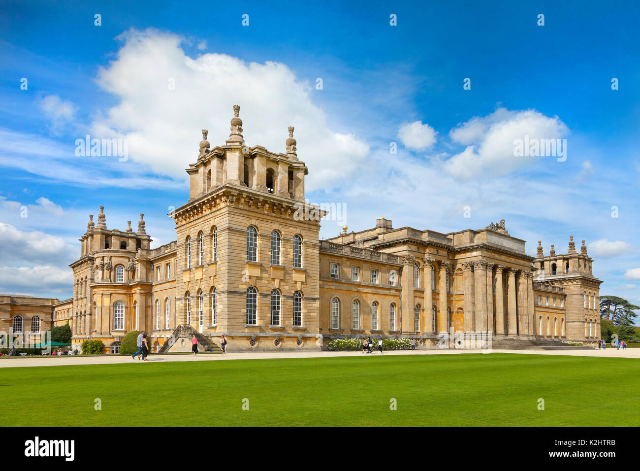 Blenheim Palce, Woodstock. UK, view of the palace rear from the South, the Water Terraces are to the left. Stock Photo