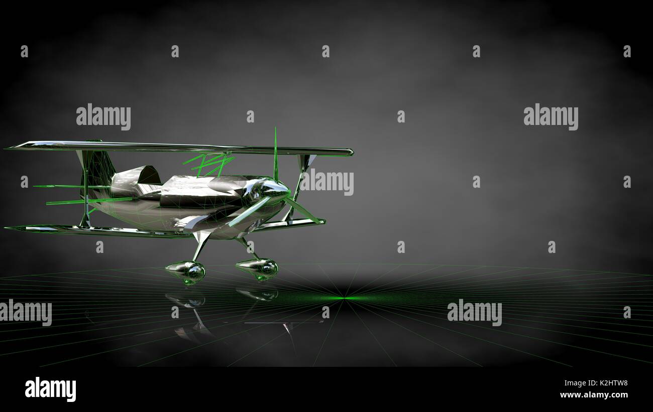 3d rendering of a reflective plane on a dark black background Stock Photo