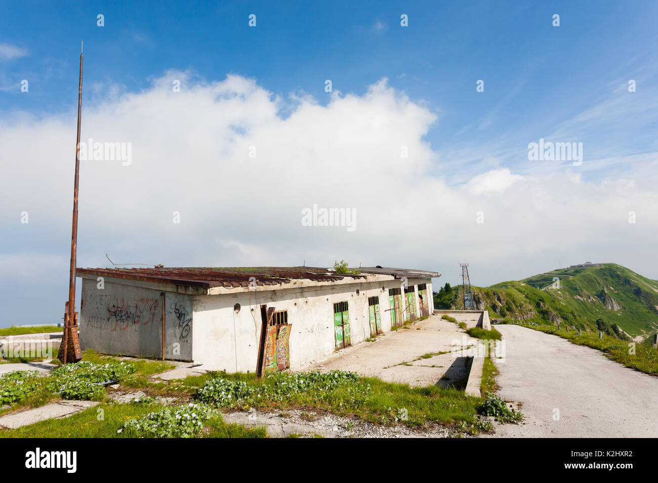 Abandoned military barracks from Monte Grappa,Italy. Stock Photo