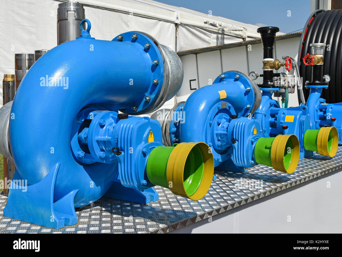 Large water pumps in a row Stock Photo Alamy