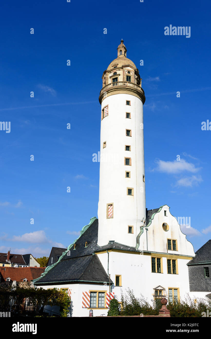 Color outdoor image of historical castle tower, Frankfurt Höchst