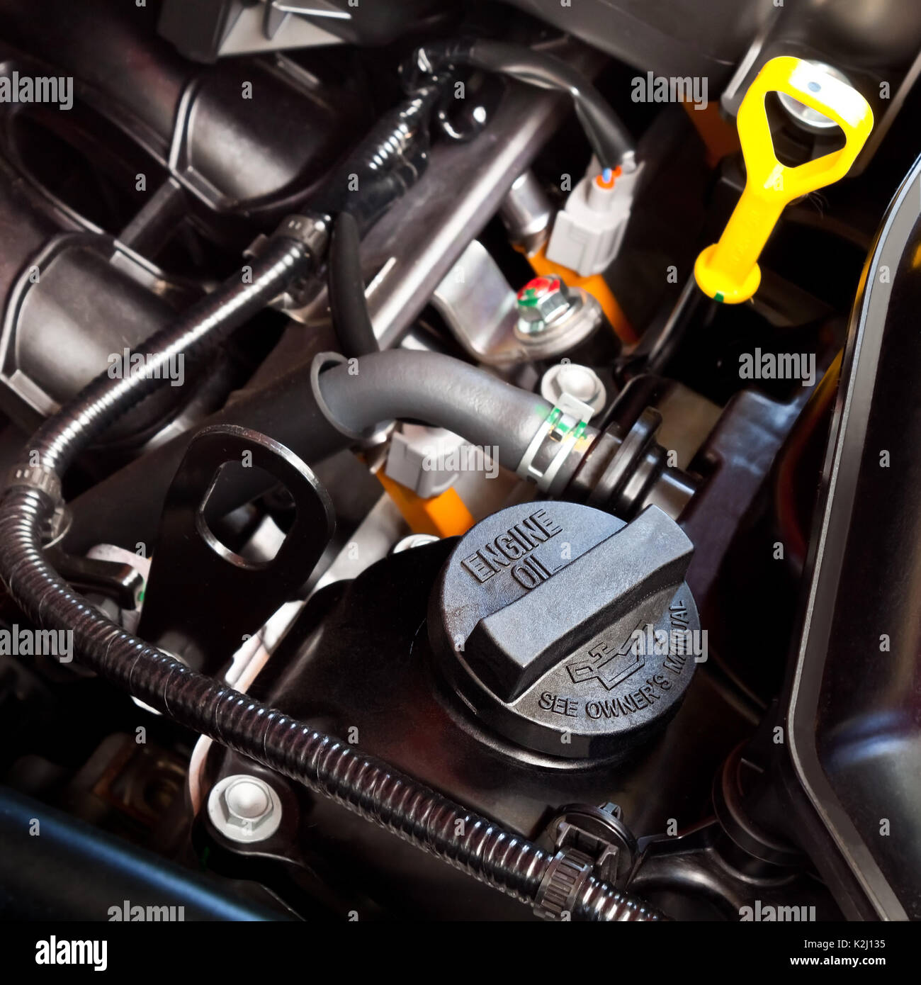Oil Cap in an Automobile Engine Stock Photo Alamy
