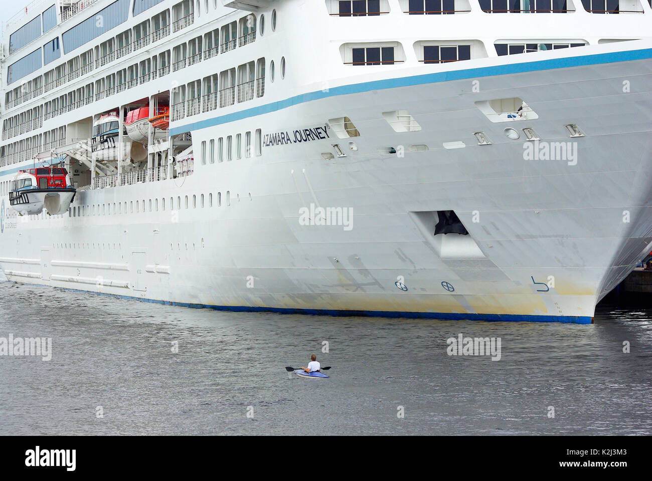The cruise ship Azamara Journey in the port of Rostock-Warnemunde, Germany. Stock Photo