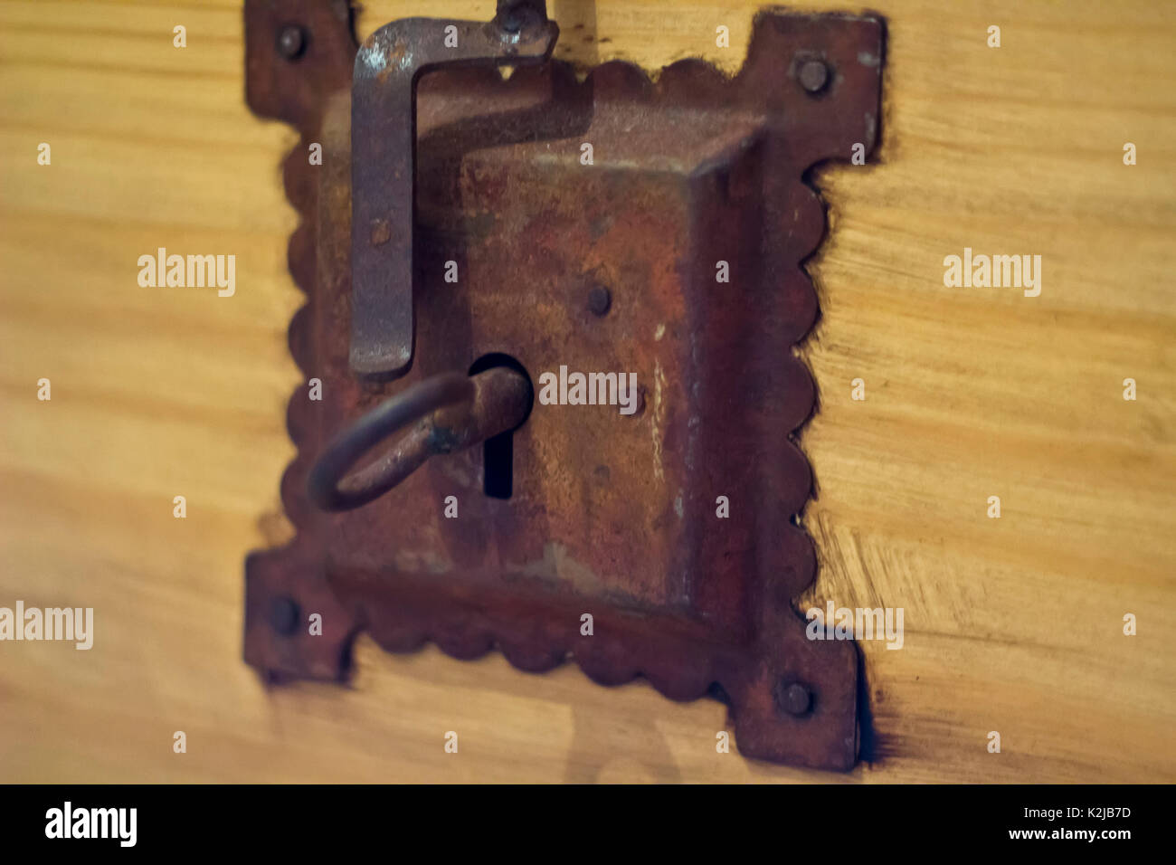 Vintage chest lock Stock Photo Alamy