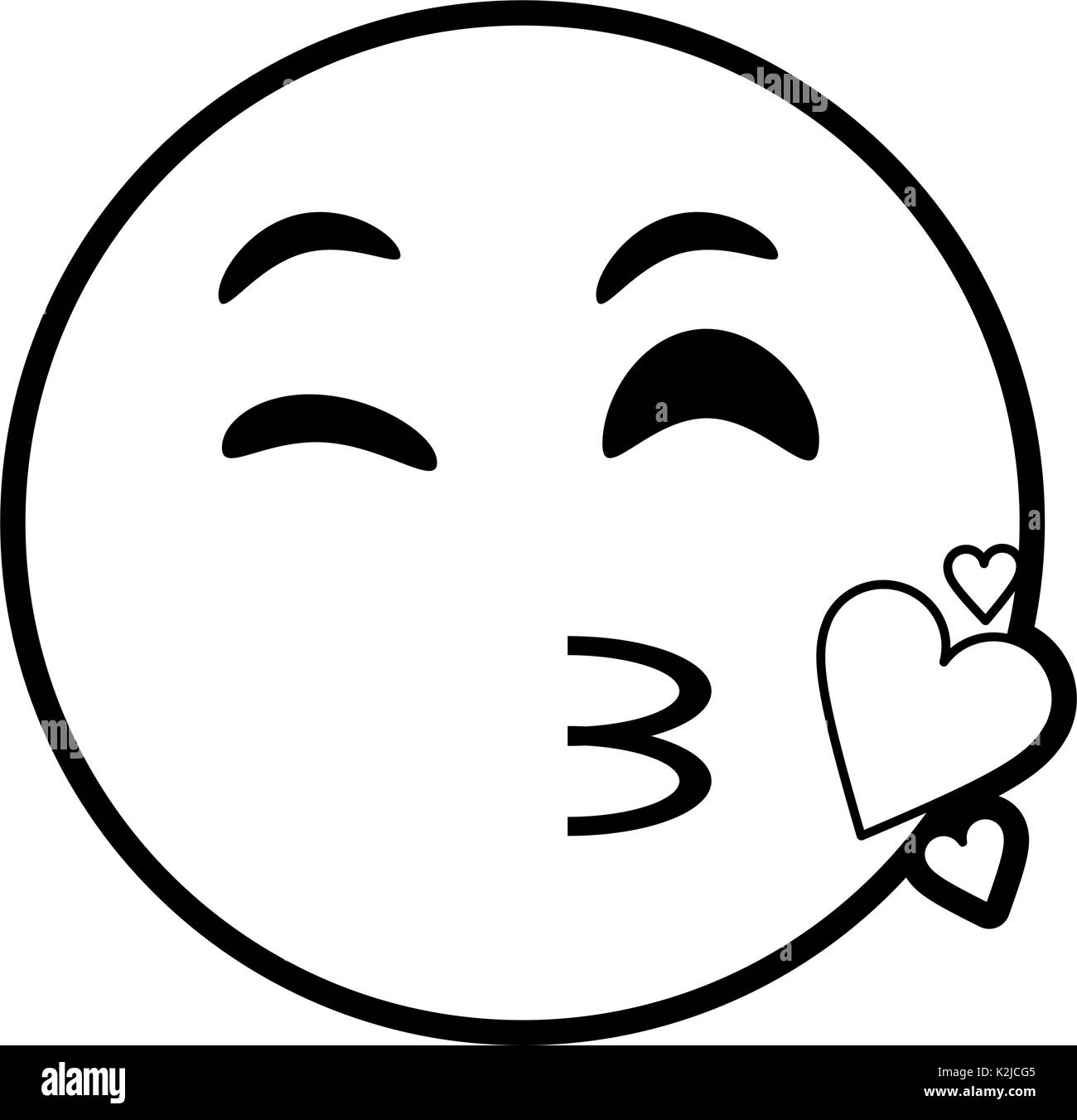 cartoon face and kiss icon Emoticon caricature and character theme ...