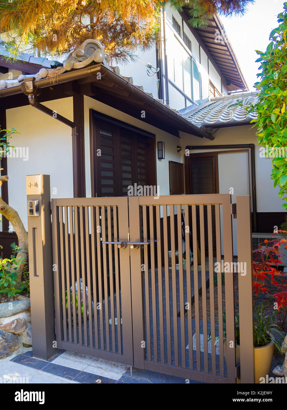 HAKONE, JAPAN - JULY 02, 2017: Front view of a beautiful house located ...