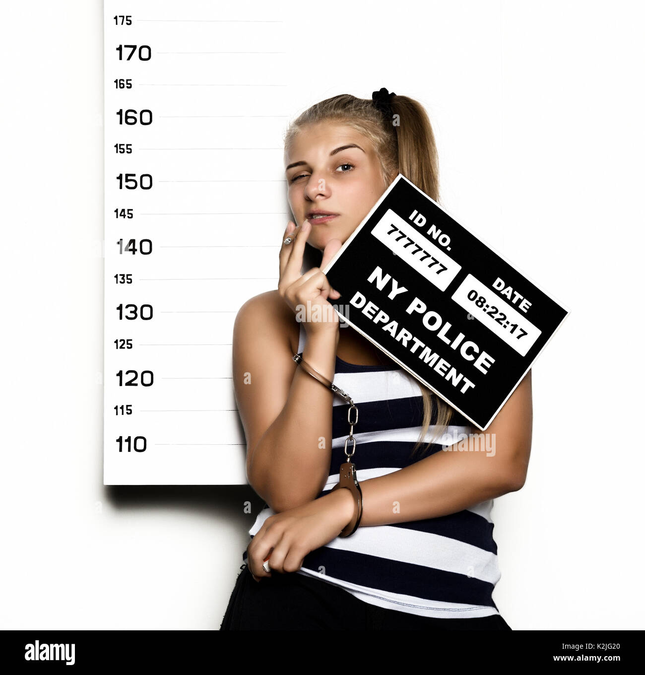 Young beautiful blonde woman with sigarette, Criminal Mug Shots Stock ...