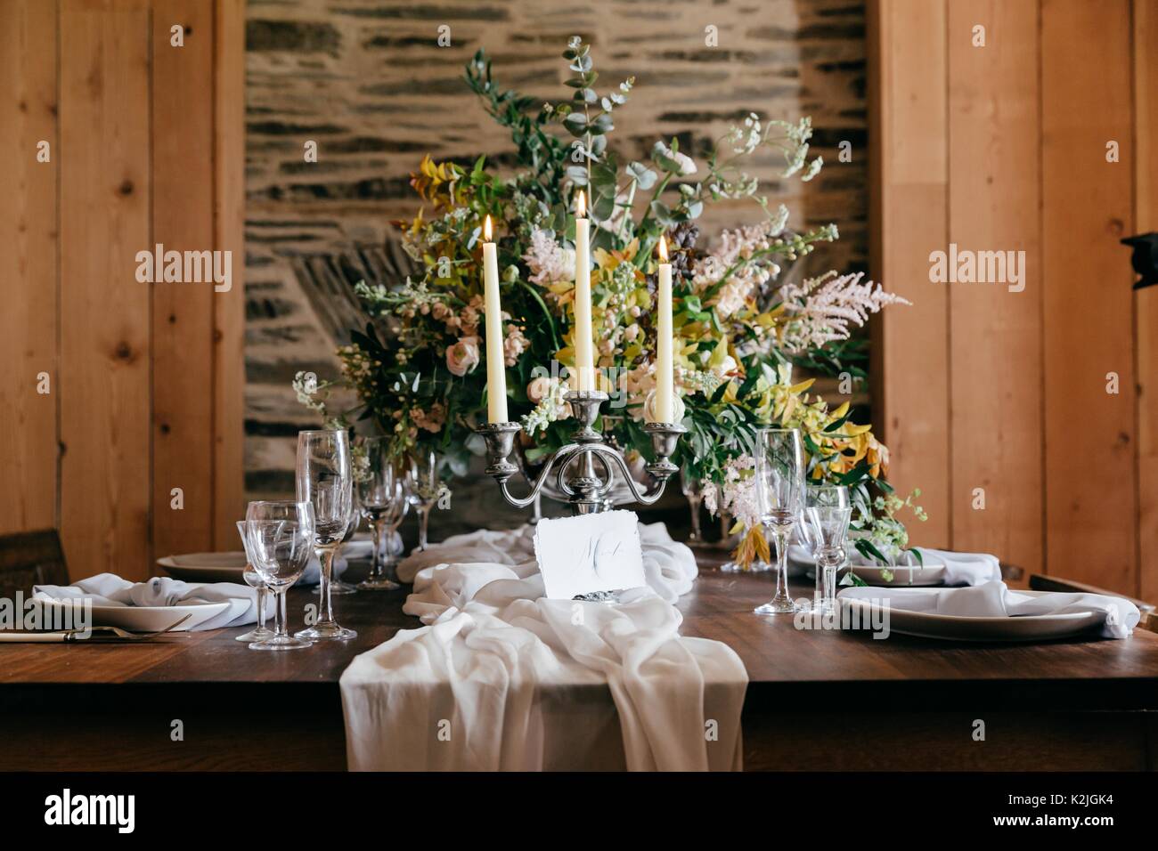 Rustic Wedding Reception Venue Styling Stock Photo 156530840 Alamy