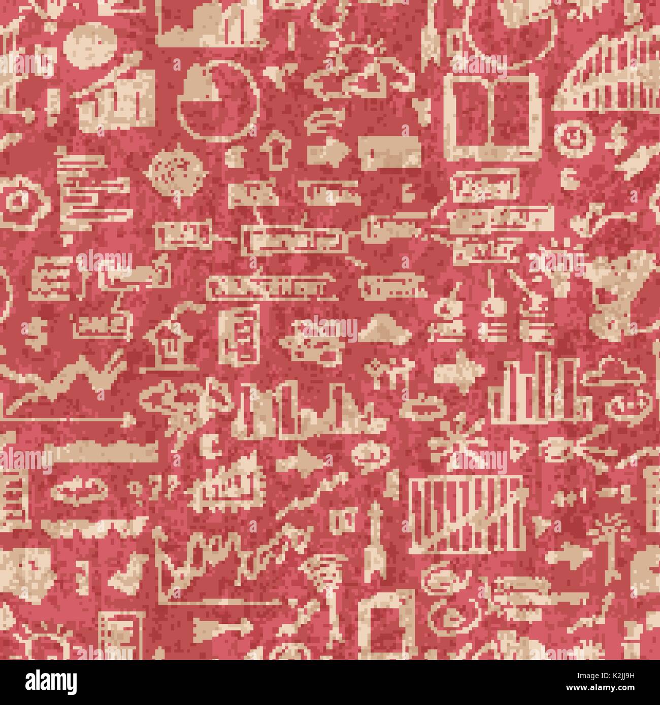 Business doodles seamless pattern. Success elements on endless