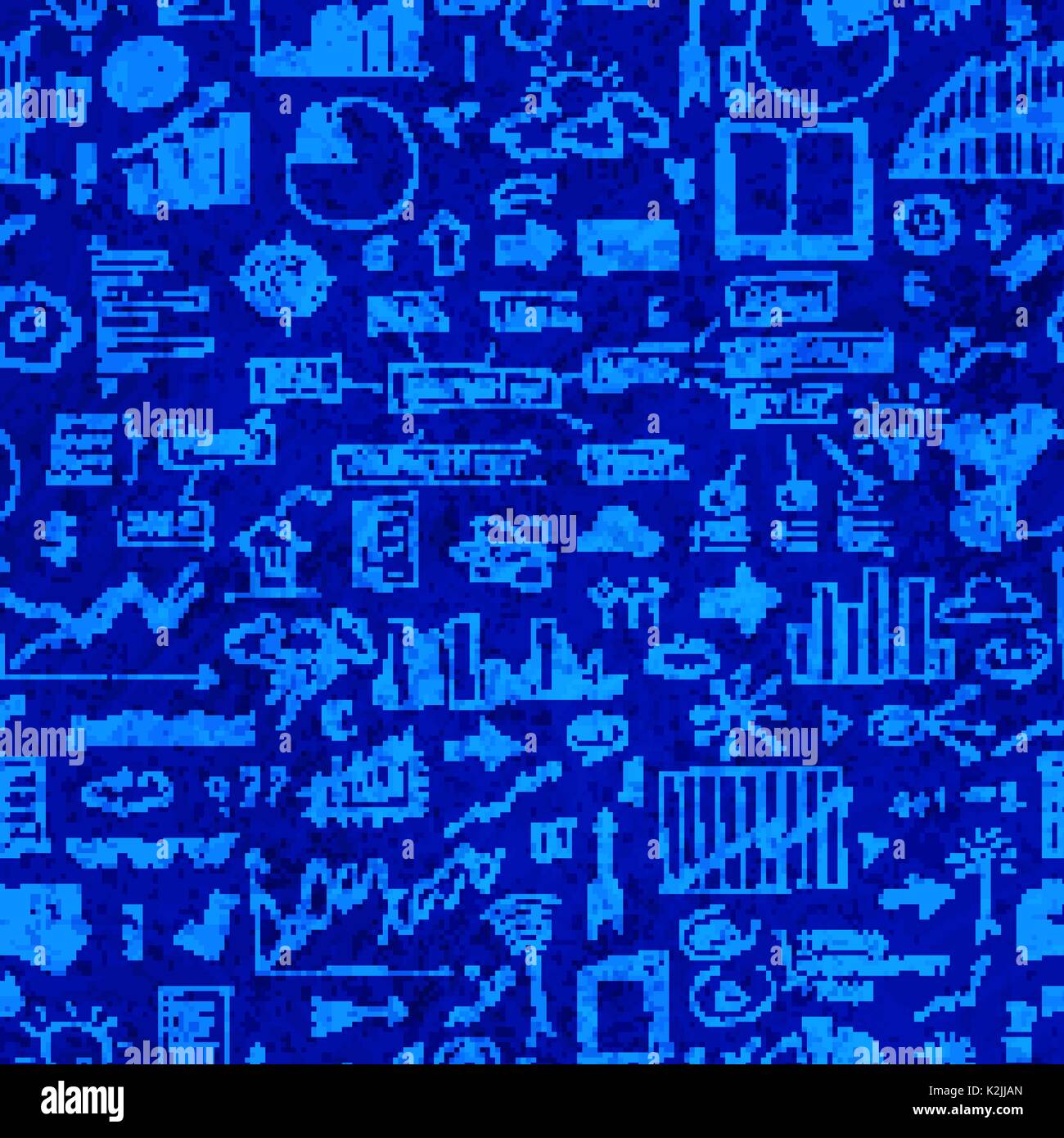 Business doodles seamless pattern. Success elements on endless background Stock Vector