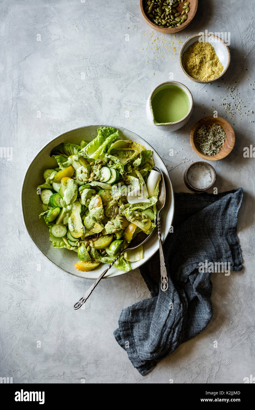 Healthy vegan green salad Stock Photo - Alamy
