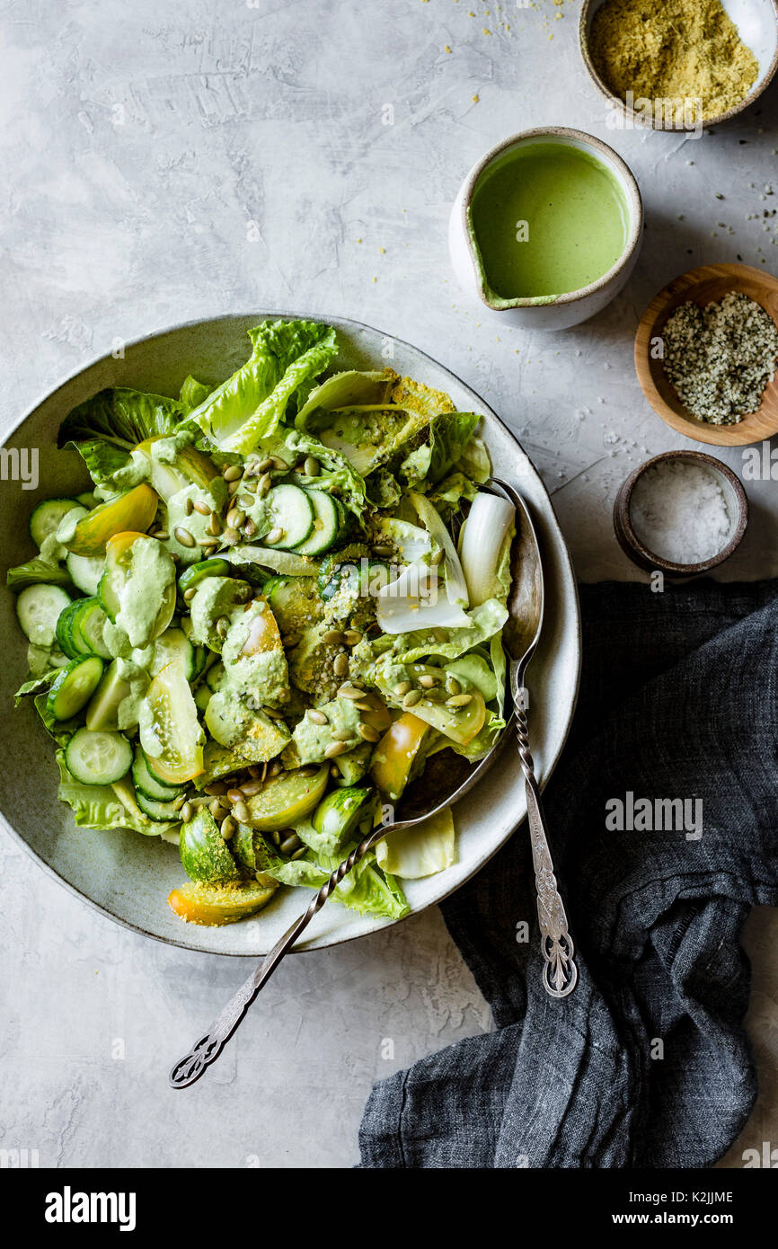 Healthy vegan green salad Stock Photo - Alamy