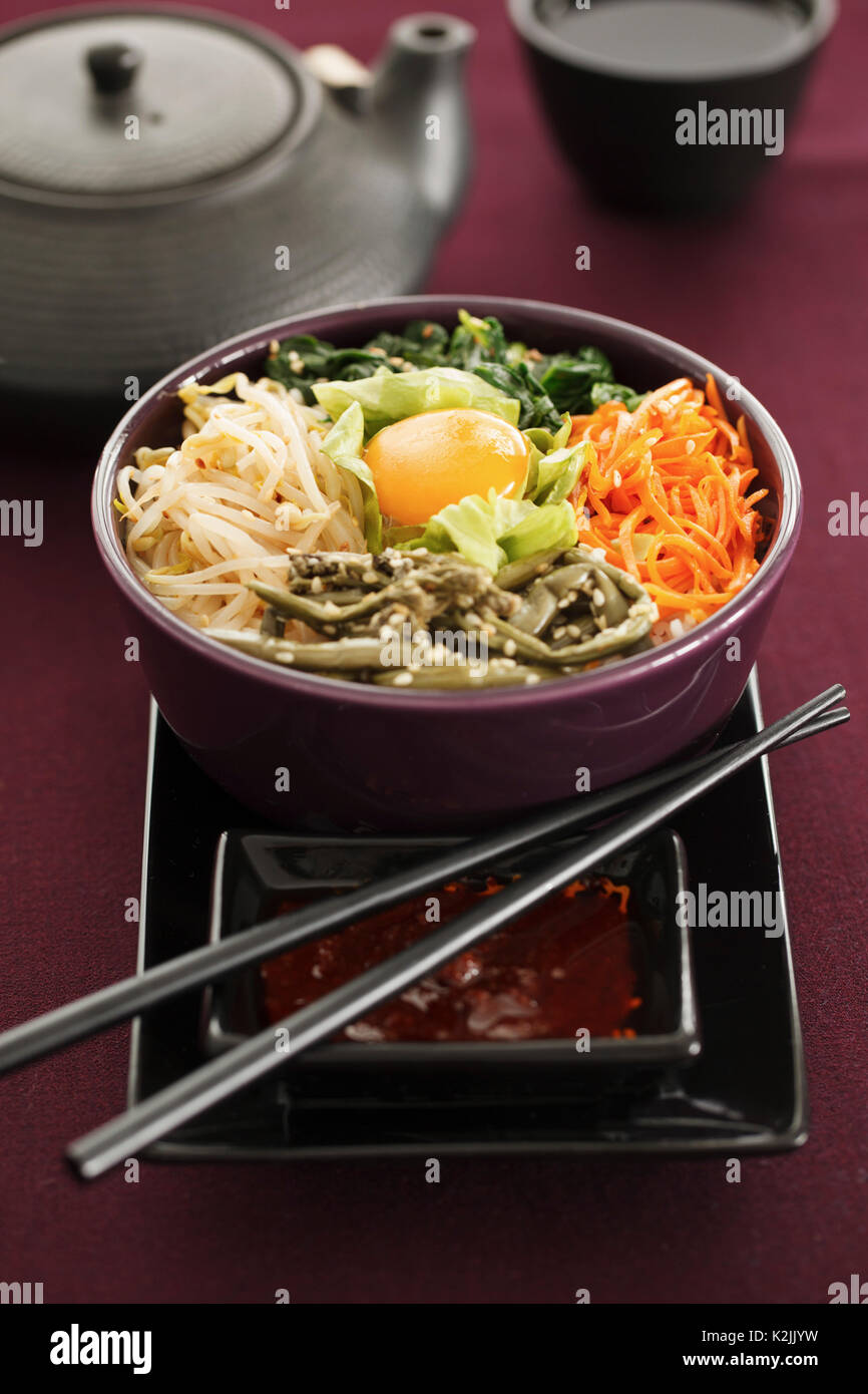 Bibimbap is a traditional dish of Korean cuisine Stock Photo - Alamy