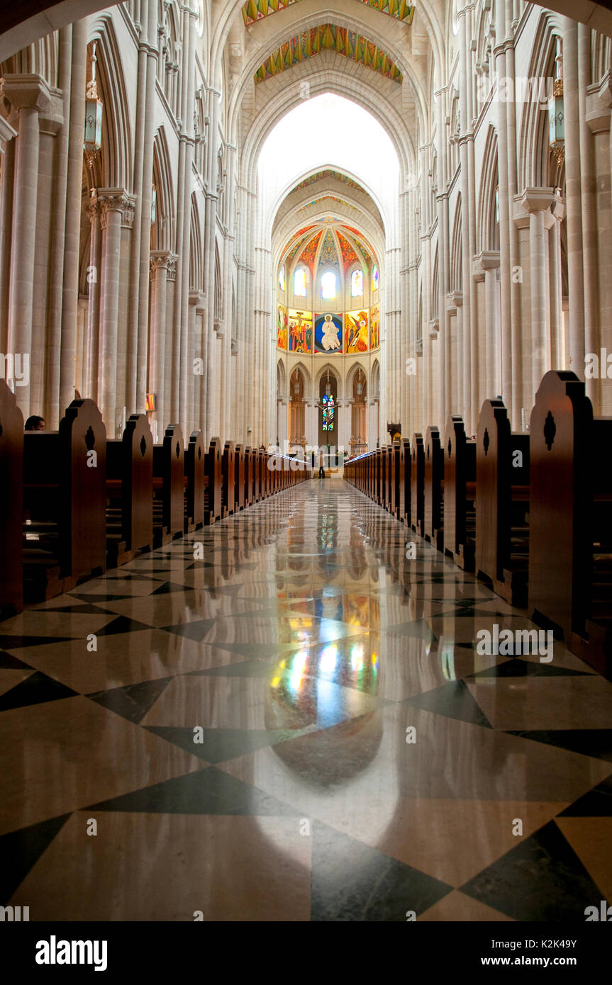The Almudena cathedral, indoor view. Madrid, Spain. Stock Photo