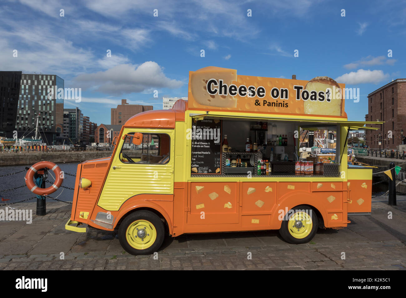 Street food van at Albert Dock, Liverpool, Merseyside, England Stock