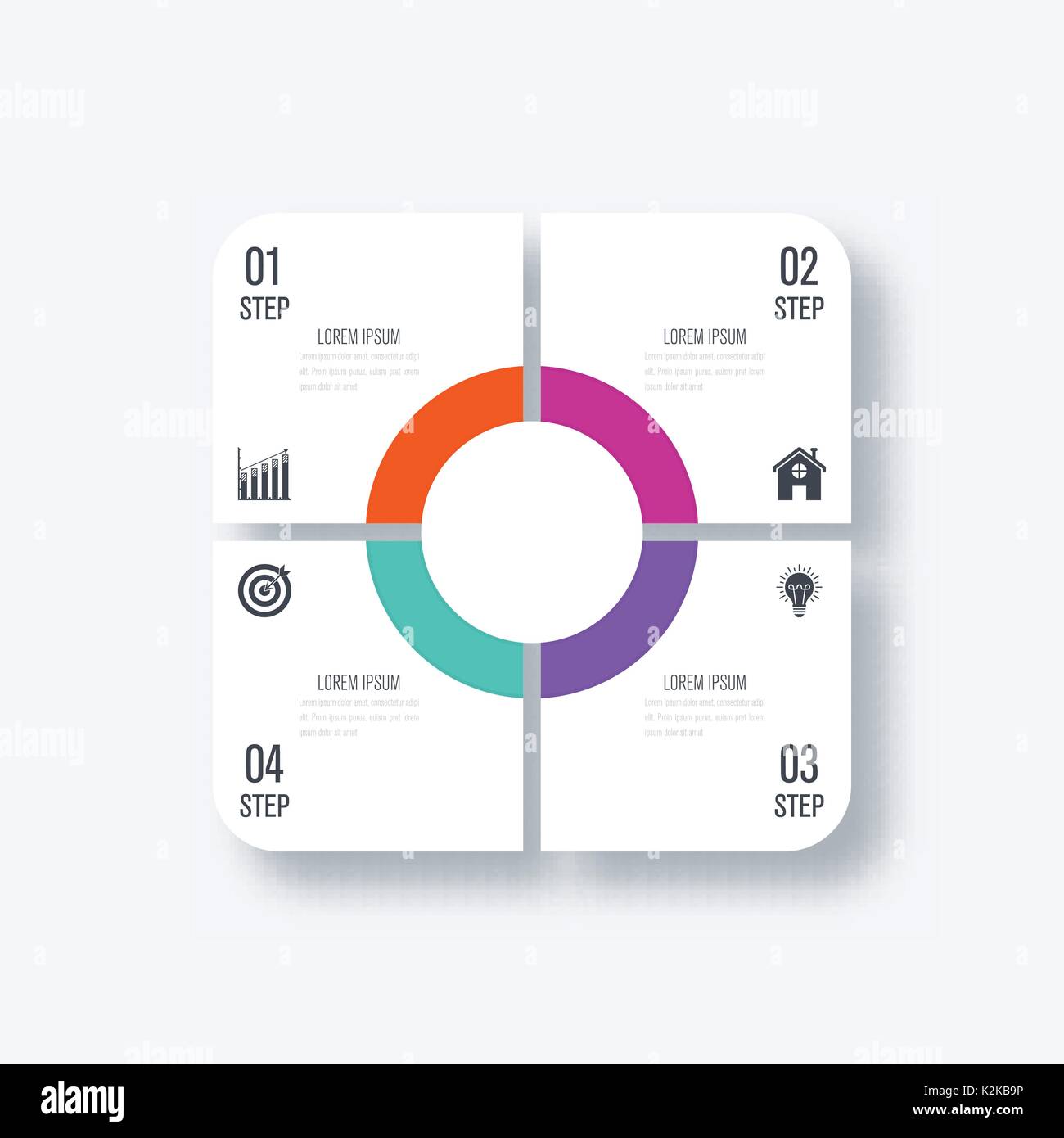 Business infographics template 4 steps with square Stock Vector Image ...