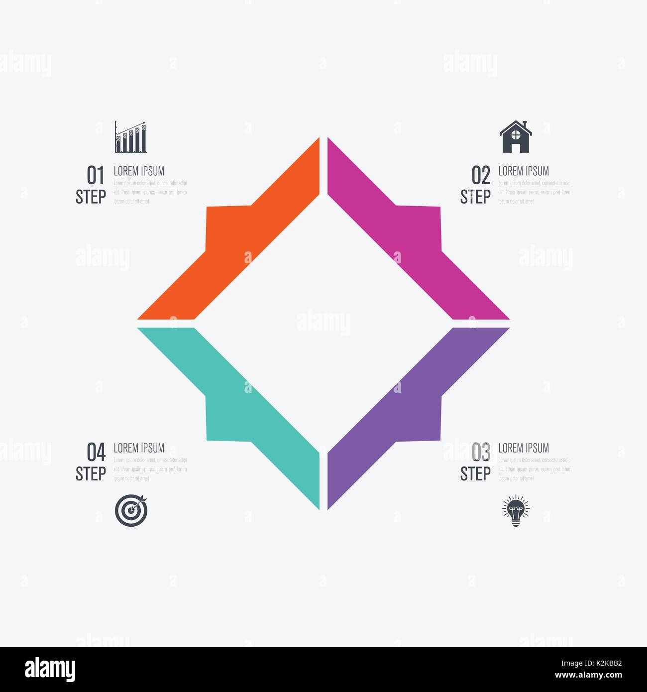 Business infographics template 4 steps with square Stock Vector Image ...