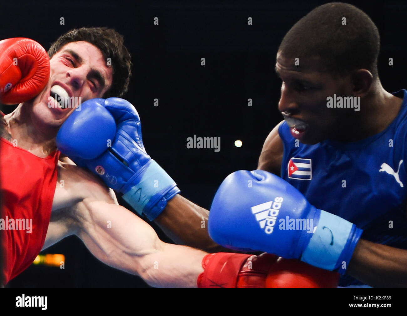 Hamburg Germany 31st Aug 17 The Cuban Boxer Andy Cruz Gomez R Fights Against The Armenian Boxer Hovhannes Bachkov In The Light Welterweight Class Up To 64kg During The Ameteur S Boxing World Hamburg Germany 31st Aug 17 The Cuban Boxer Andy Cruz Gomez R Fights Against The Armenian Boxer Hovhannes Bachkov In The Light Welterweight Class Up To 64kg During The Ameteur S Boxing World