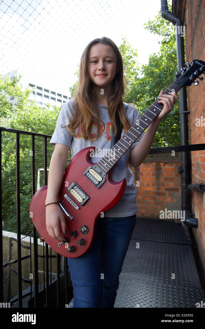 London,UK,31st August 2017,Lucy Gowan joined London’s top young buskers who took part in a boot camp with music industry experts at the Umbrella Rooms music studios in the heart of the West End before going head-to-head at the Gigs Grand Final at Westfield this Sunday. Twelve competitors have made it through to the Grand Final, where they will battle it out for the title of Gigs Champion 2017 and a range of top prizes including a London Underground busking licence, studio time and busking equipment and a busking trip to Paris©Keith Larby/Alamy Live News Stock Photo