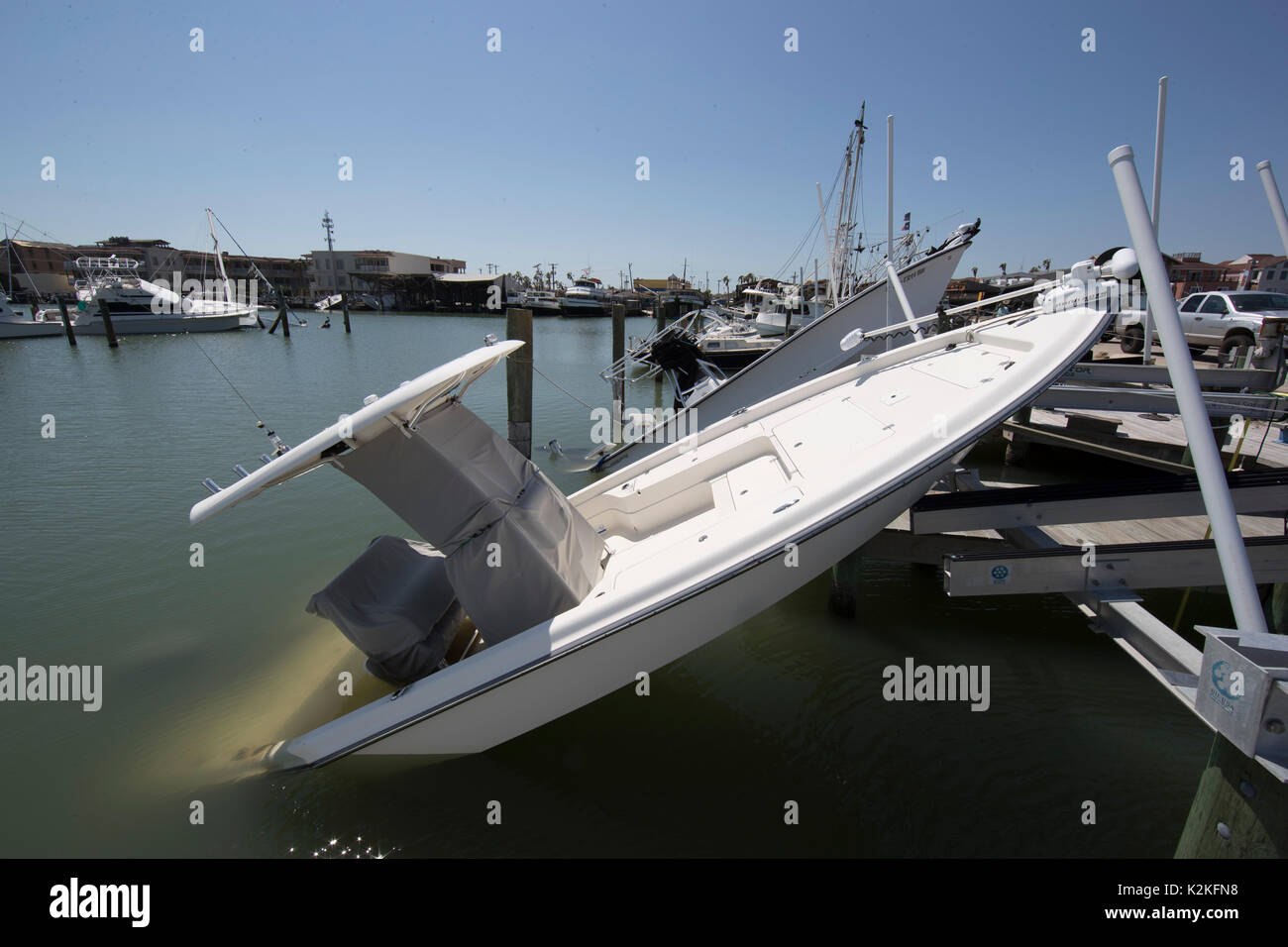 Port Aransas, Texas USA. 30th Aug, 2017. Extensive damage from