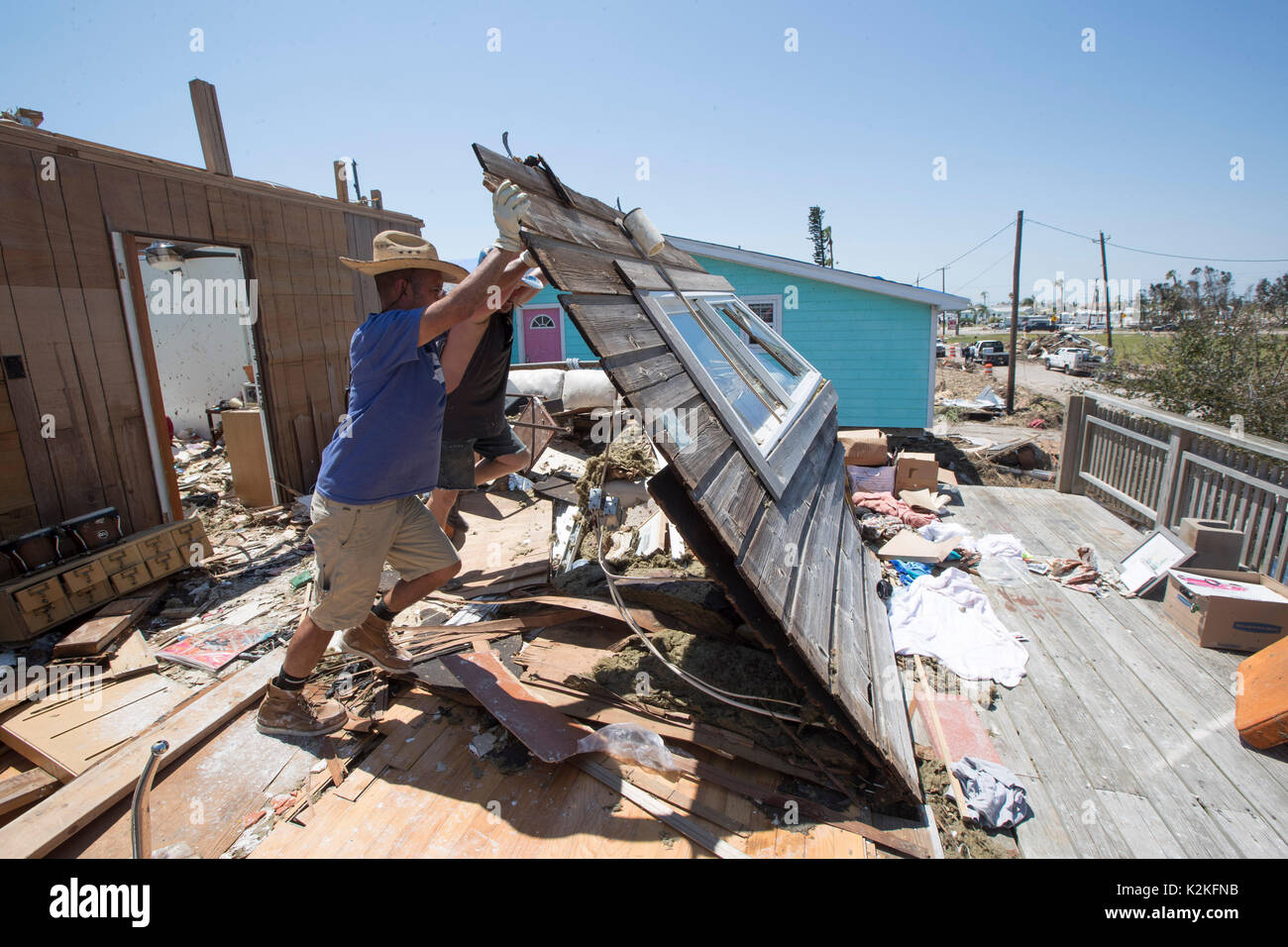 Port Aransas, Texas USA. 30th Aug, 2017. Extensive damage from